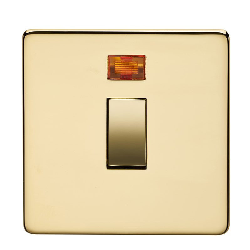Crabtree Platinum Polished Brass 20 Amp Double Pole Switch 7011/3PB