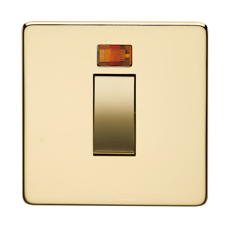 Crabtree Platinum Polished Brass 45A Double Pole Switch 7015/3PB