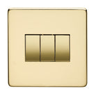 Crabtree Platinum Polished Brass 3 Gang Light Switch 7173/PB