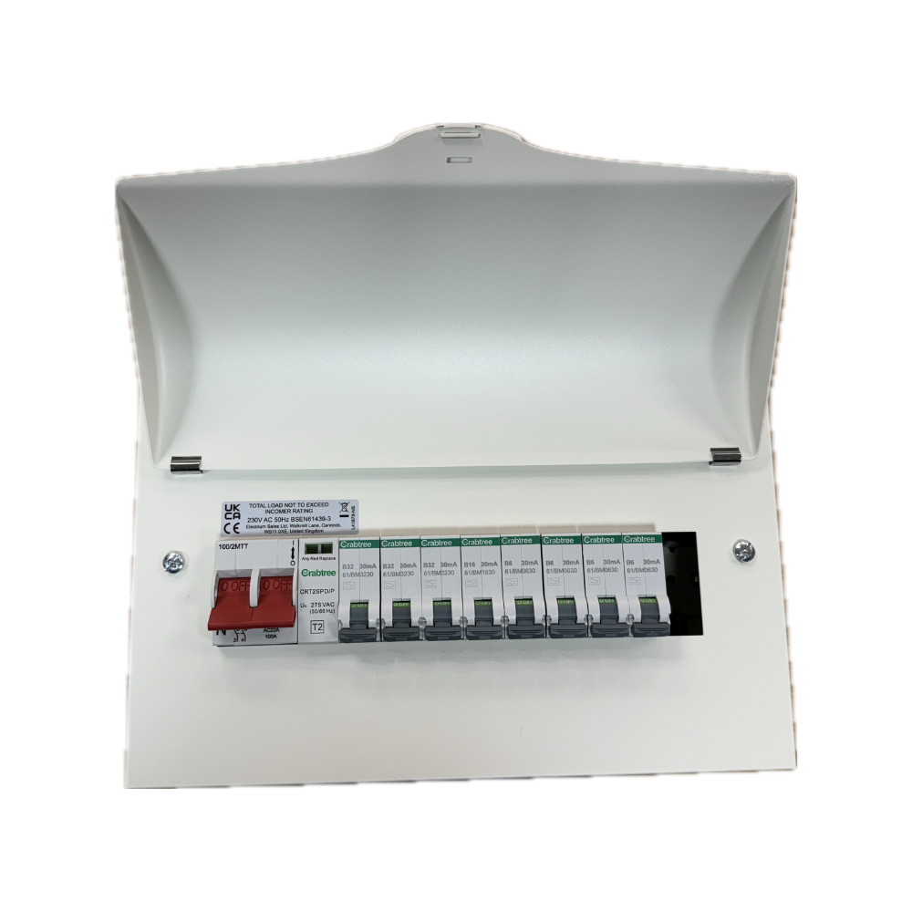 Crabtree Starbreaker 12 Way Metal Clad Consumer Unit with SPD & 8 RCBO's CSB1121