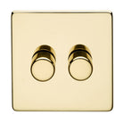 Crabtree Platinum Polished Brass 2 Gang Dimmer Switch 400w 7400/D2PB