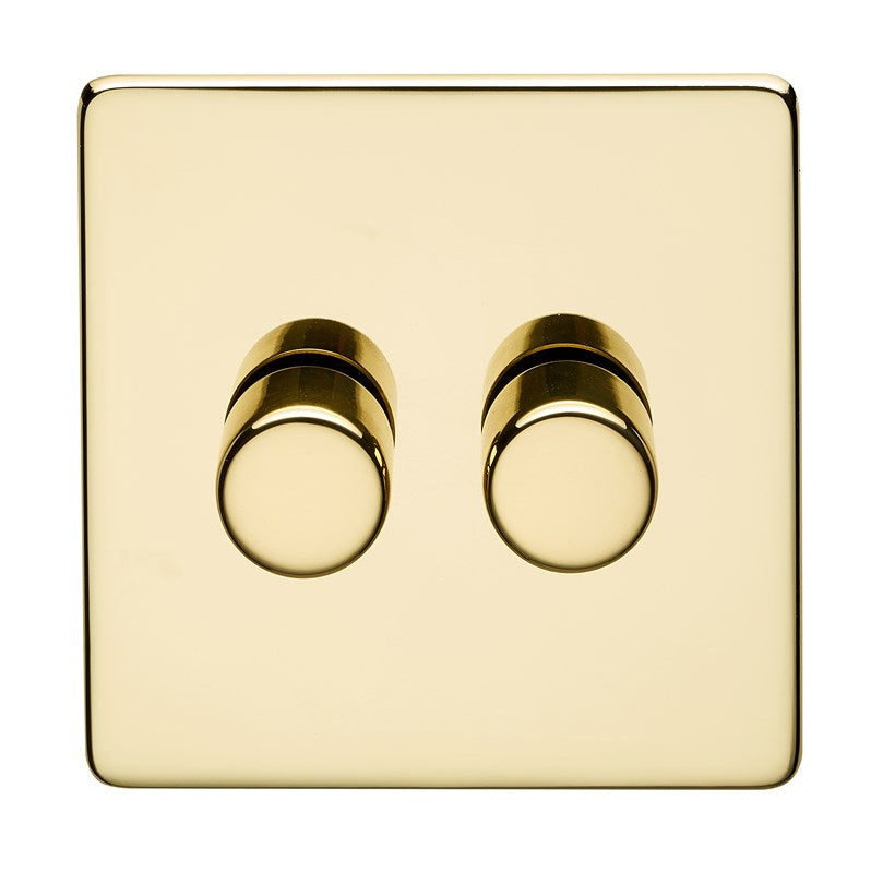 Crabtree Platinum Polished Brass 2 Gang Dimmer Switch 400w 7400/D2PB