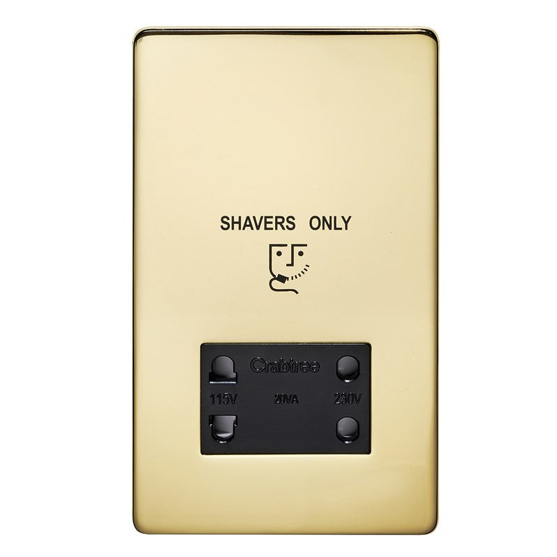 Crabtree Platinum Polished Brass Shaver Socket 7411/PB