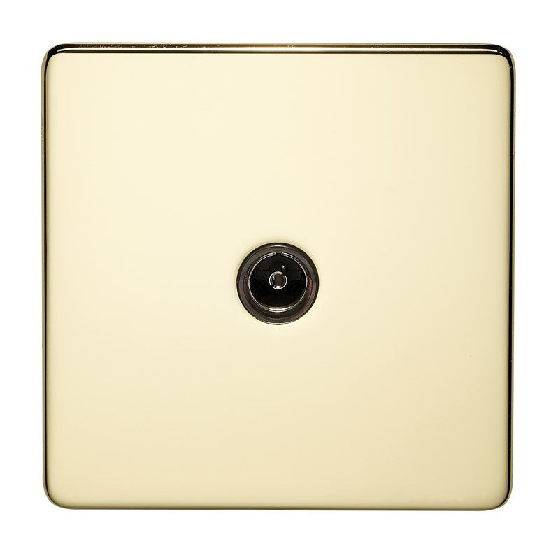 Crabtree Platinum Polished Brass TV socket 7765/PB