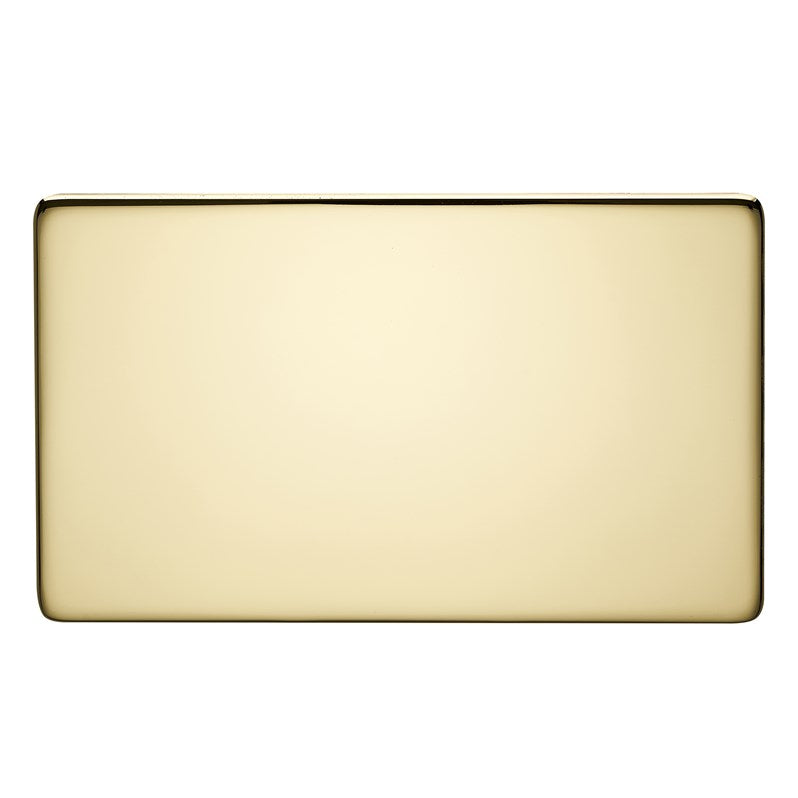 Crabtree Platinum 2 Gang Blank Plate Polished Brass 7777/PB