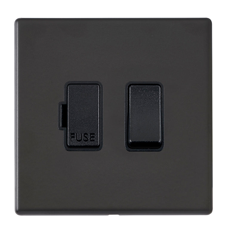 Hamilton Hartland G2 Matt Black 1g 13A Double Pole Fused Spur BL/BL 7G2MBSPBL-B