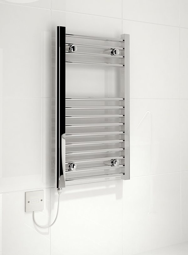 Kudox KTR150STDCHR Flat Liquid Filled Electric Ladder Towel Rail In Chrome