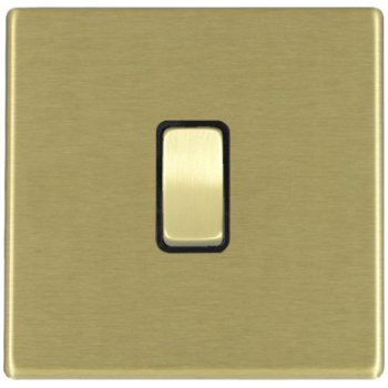 Hamilton Hartland G2 Satin Brass 1 Gang 10AX Push To Make/Break Retractive Switch with Satin Brass Rocker and Black Surround 7G22RRTSB-B