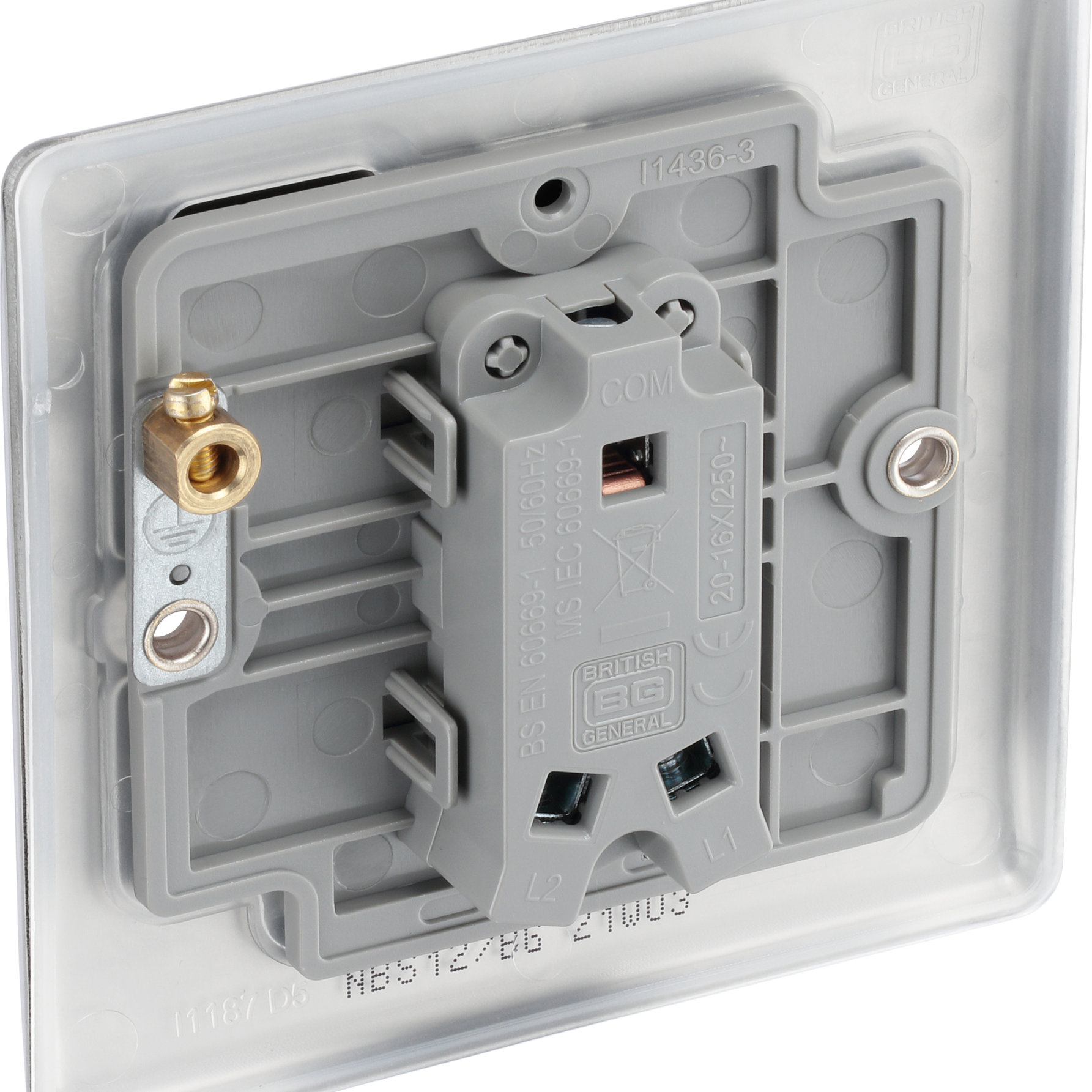 BG Nexus Metal Brushed Steel Light Switch 1G 2W NBS12