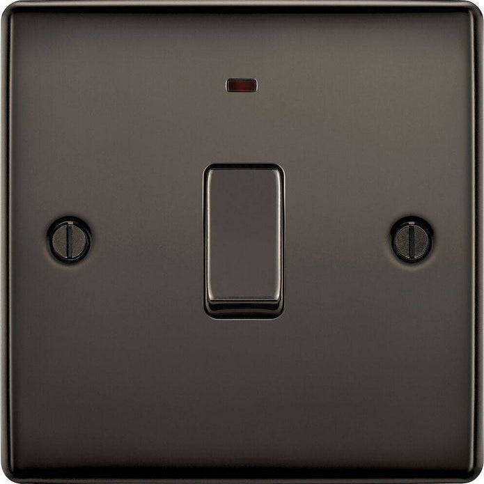 BG Nexus Metal Black Nickel 20A Double Pole Switch with Neon NBN31