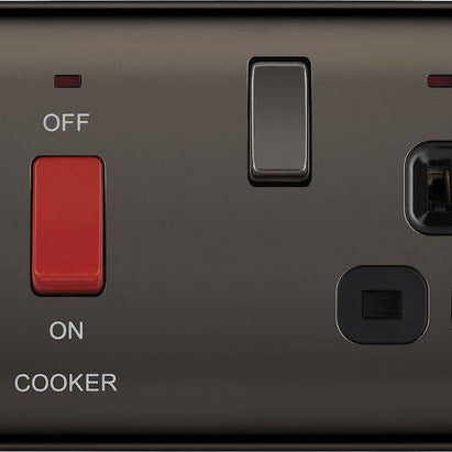 BG Nexus Metal Black Nickel Cooker Switch with 13A Socket NBN70B