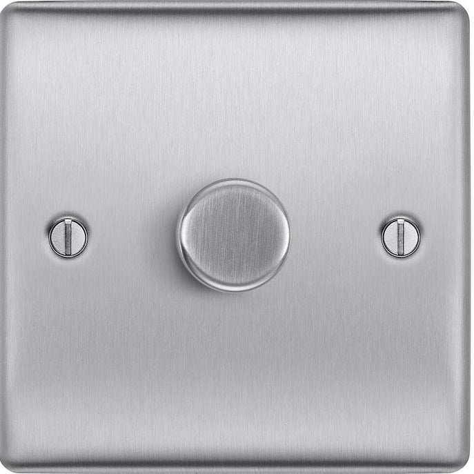BG Nexus Metal Brushed Steel 1G Dimmer Switch NBS81
