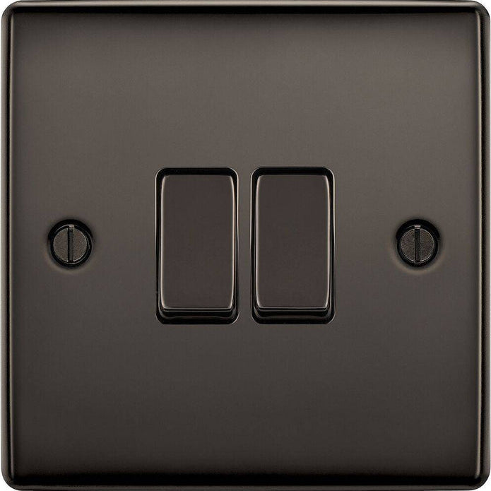 BG Nexus Metal Black Nickel 2G 2W Light Switch NBN42