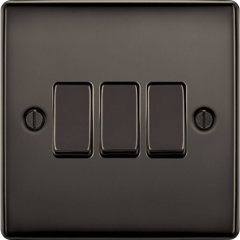 BG Nexus Metal Black Nickel 3G 2W Light Switch NBN43