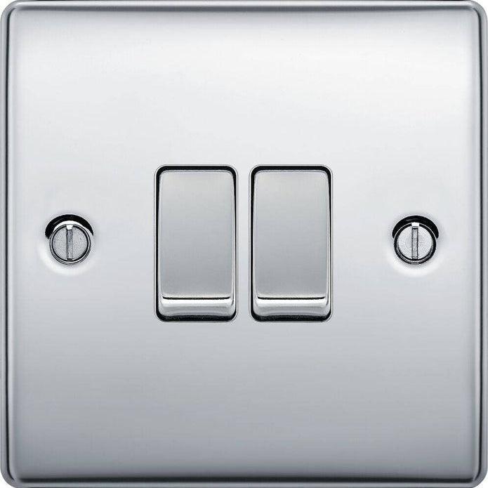 BG Nexus Metal Polished Chrome 2G 2W Light Switch NPC42