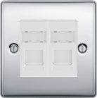 BG Nexus Metal Polished Chrome Double Cat5E Data Outlet NPCRJ452W