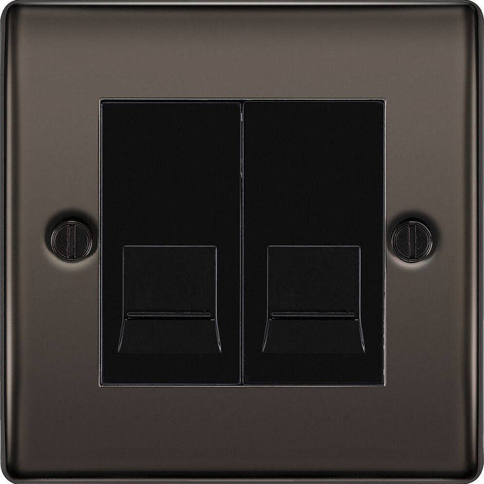 BG Nexus Metal Black Nickel Double Master Telephone Socket NBNBTM2B