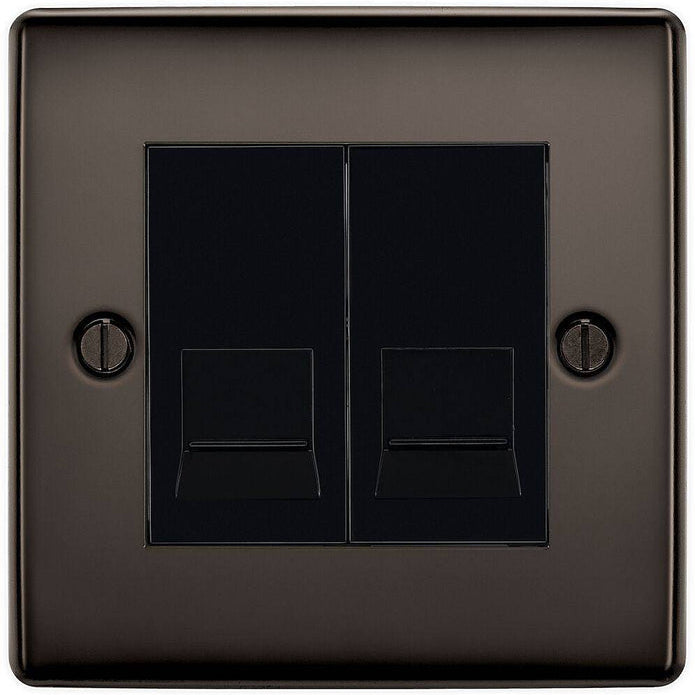 BG Nexus Metal Black Nickel Double Secondary Telephone Socket NBNBTS2B