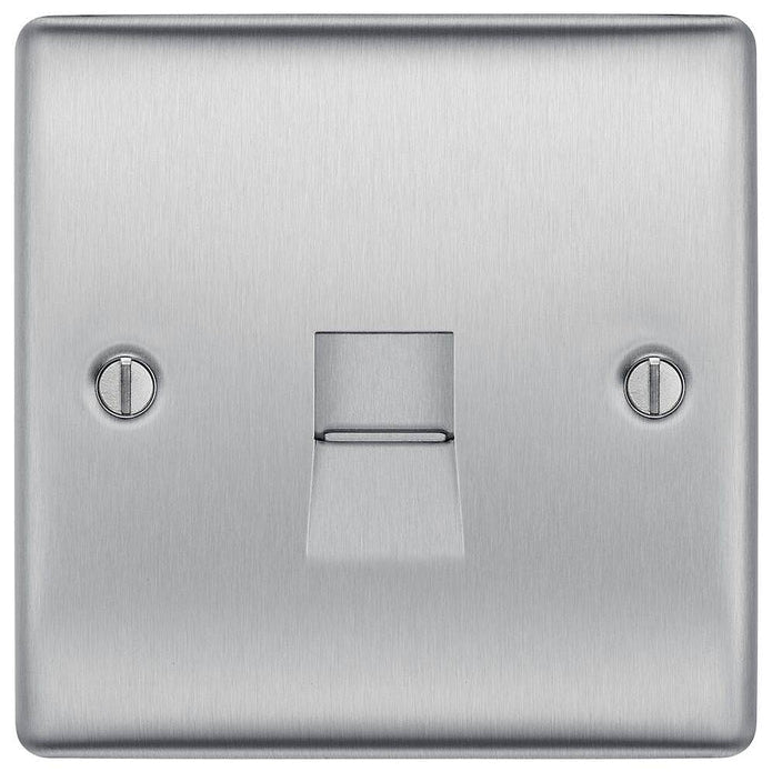 BG Nexus Metal Brushed Steel Single Master Telephone Socket NBSBTM1