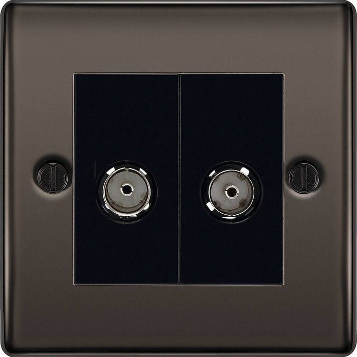 BG Nexus Metal Black Nickel Double Co-axial Socket NBN61B