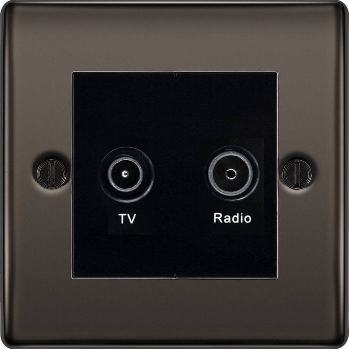 BG Nexus Metal Black Nickel TV & FM Socket NBN66B