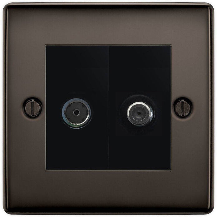 BG Nexus Metal Black Nickel TV & Satellite Socket NBN65B