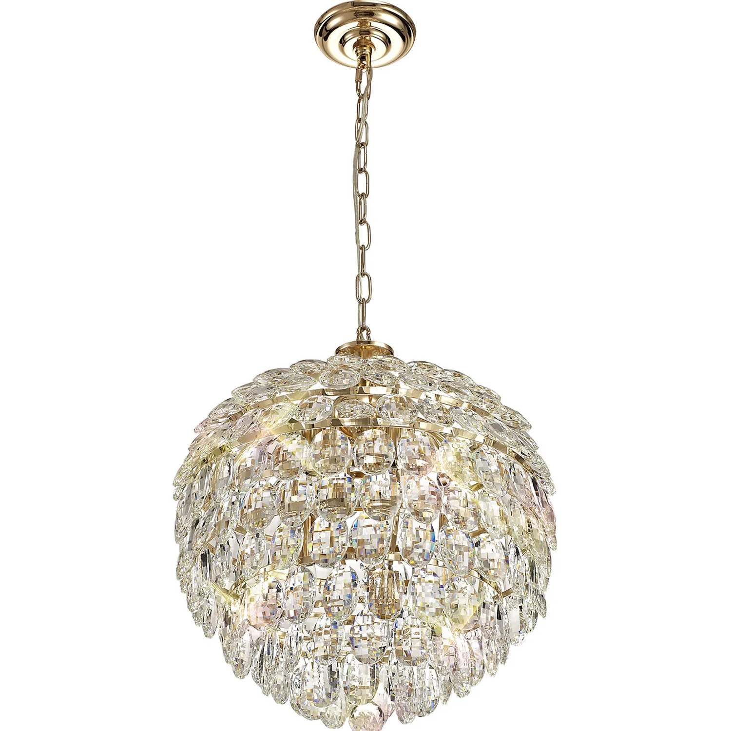 Lightologist Conifer 45cm Pendant, 6 Light E14, French Gold/Crystal