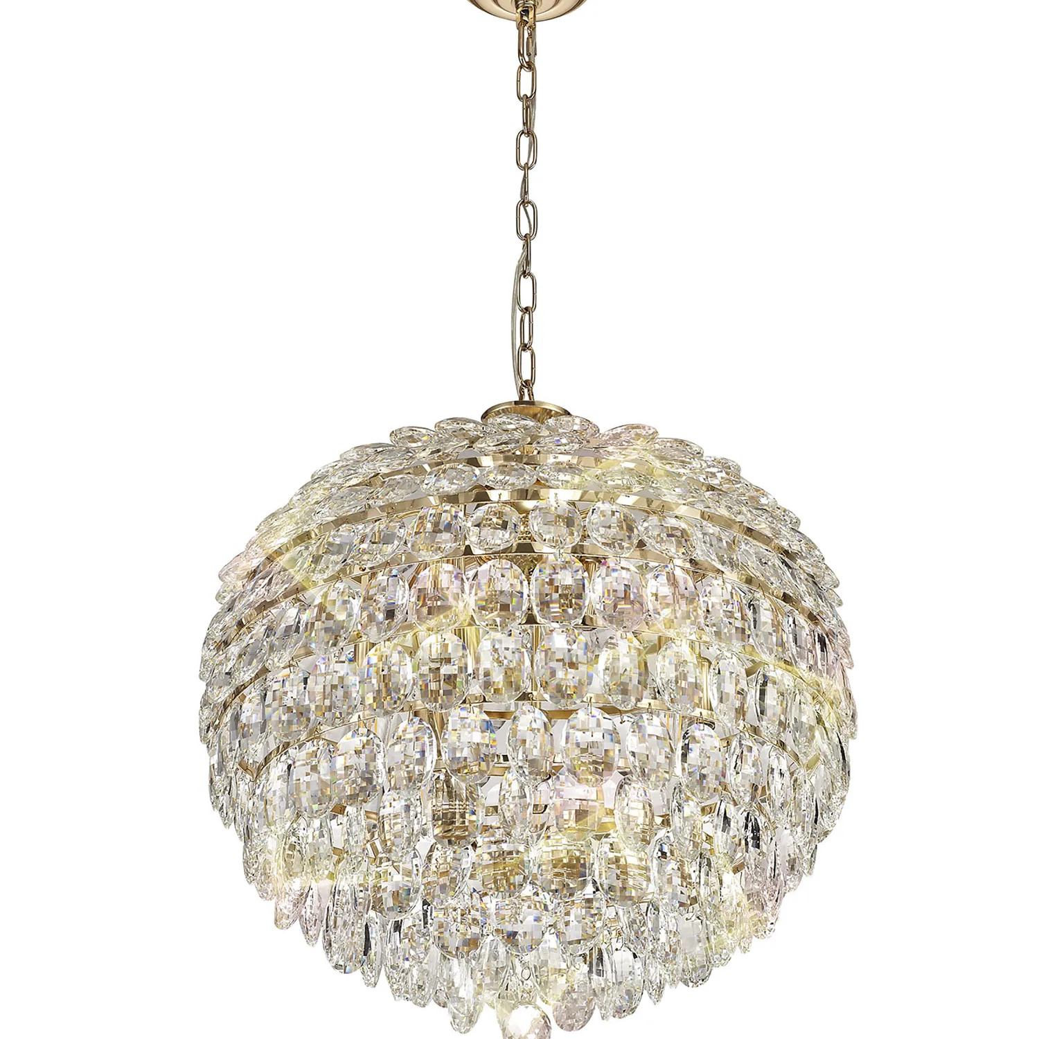 Lightologist Conifer 54cm Pendant, 9 Light E14, French Gold/Crystal