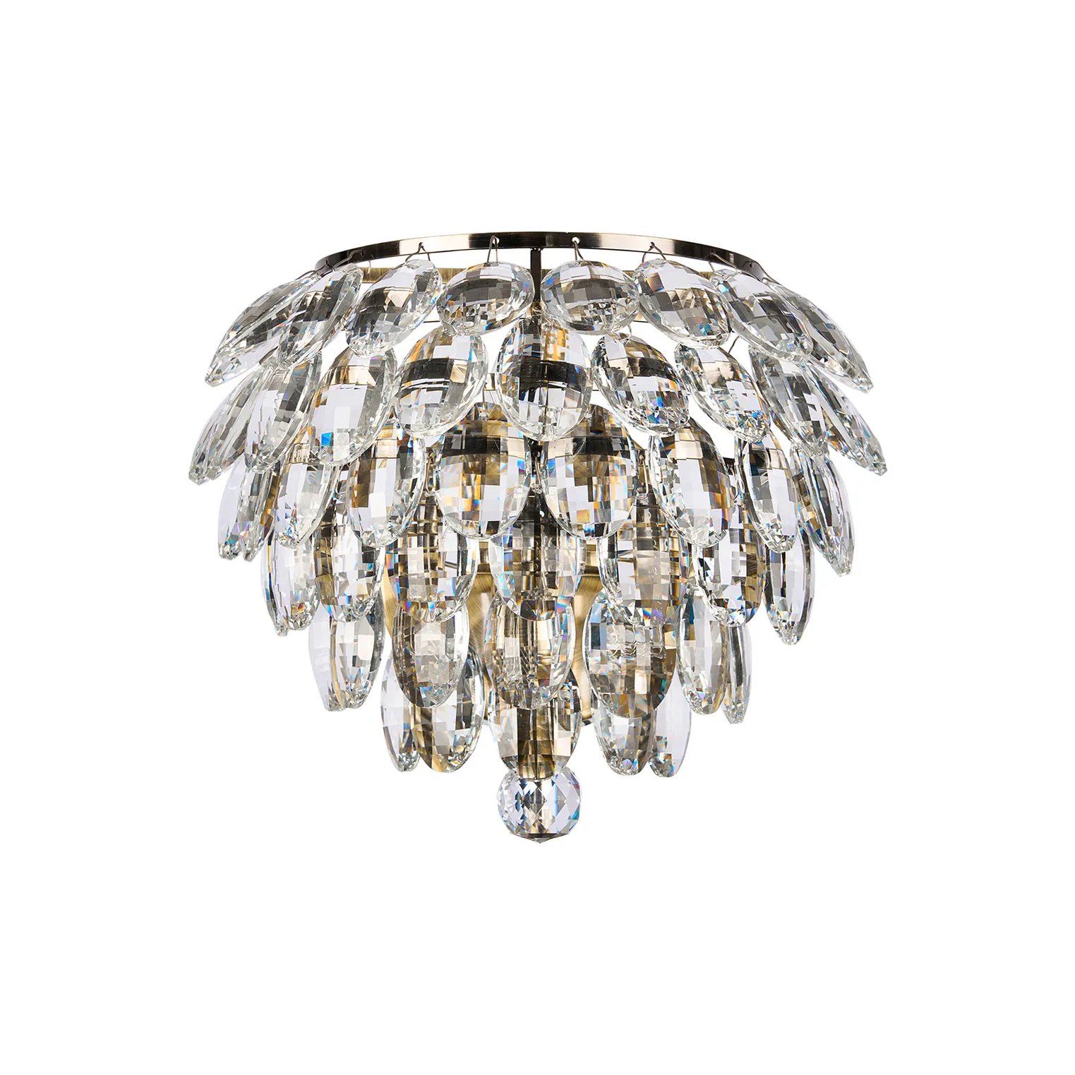 Lightologist Conifer Wall Lamp, 1 Light E14, Antique Brass/Crystal