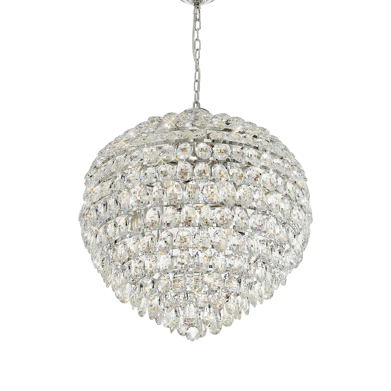 Lightologist Conifer 66cm Pendant, 12 Light E14, Polished Chrome/Crystal