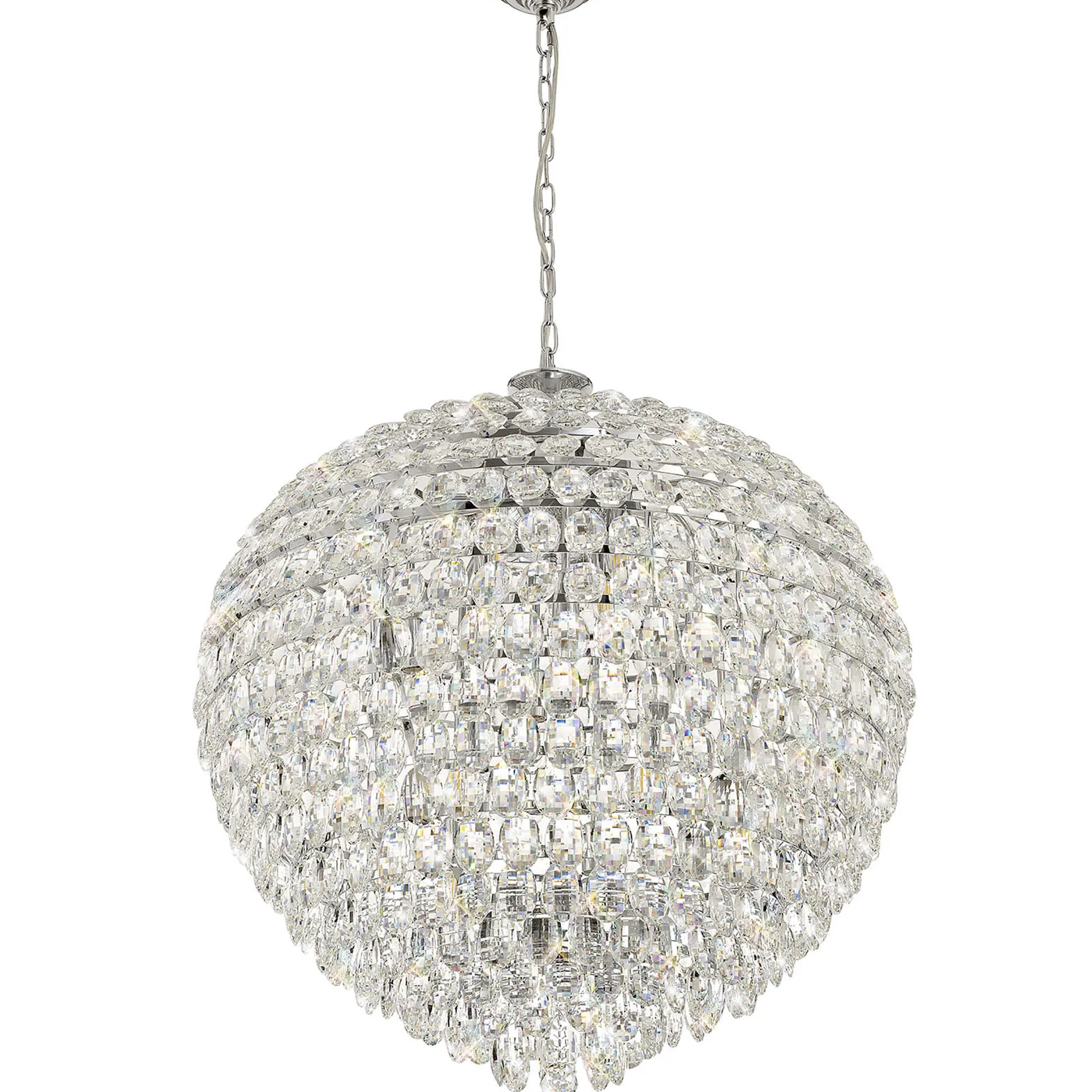 Lightologist Conifer 80cm Pendant, 16 Light E14, Polished Chrome/Crystal