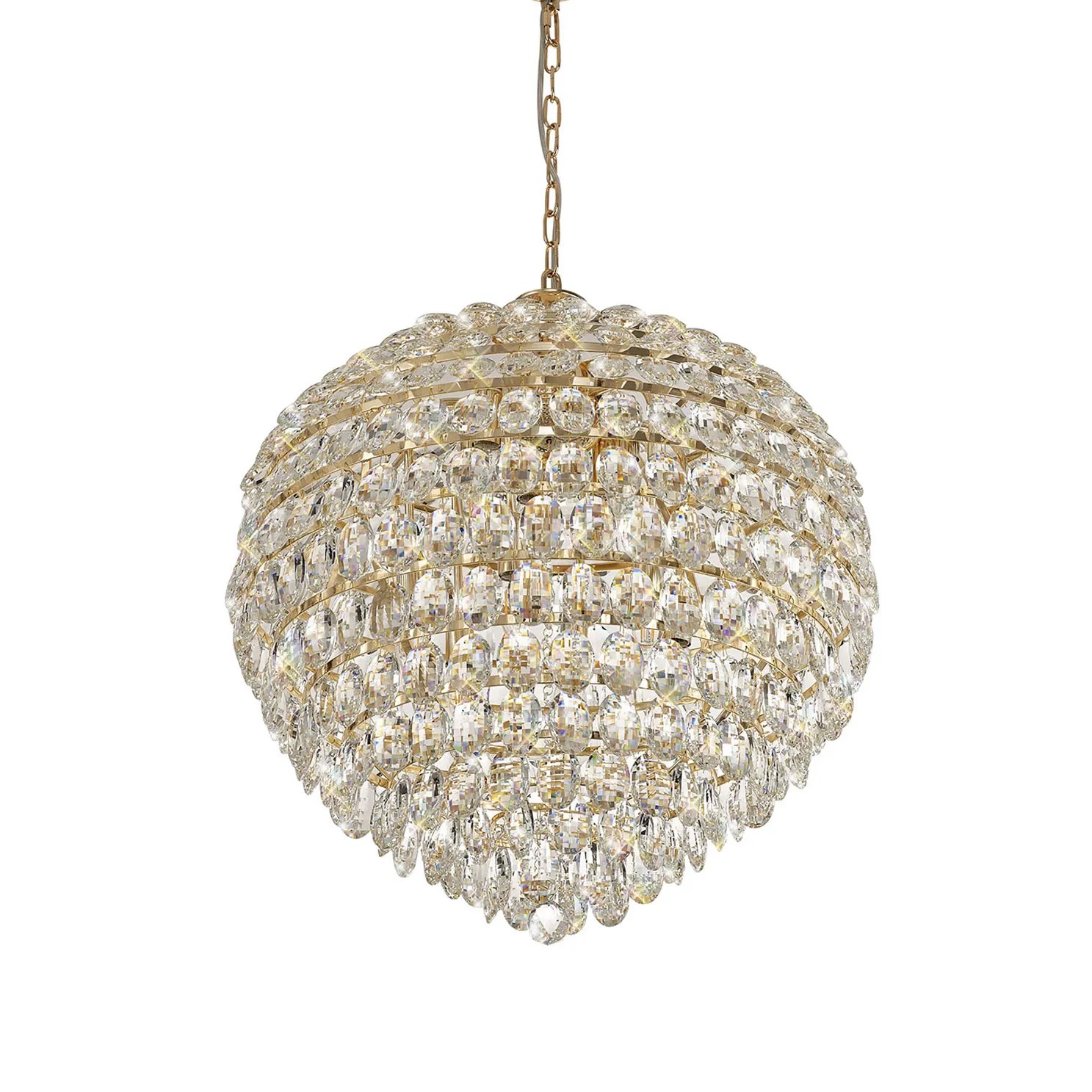 Lightologist Conifer 66cm Pendant, 12 Light E14, French Gold/Crystal