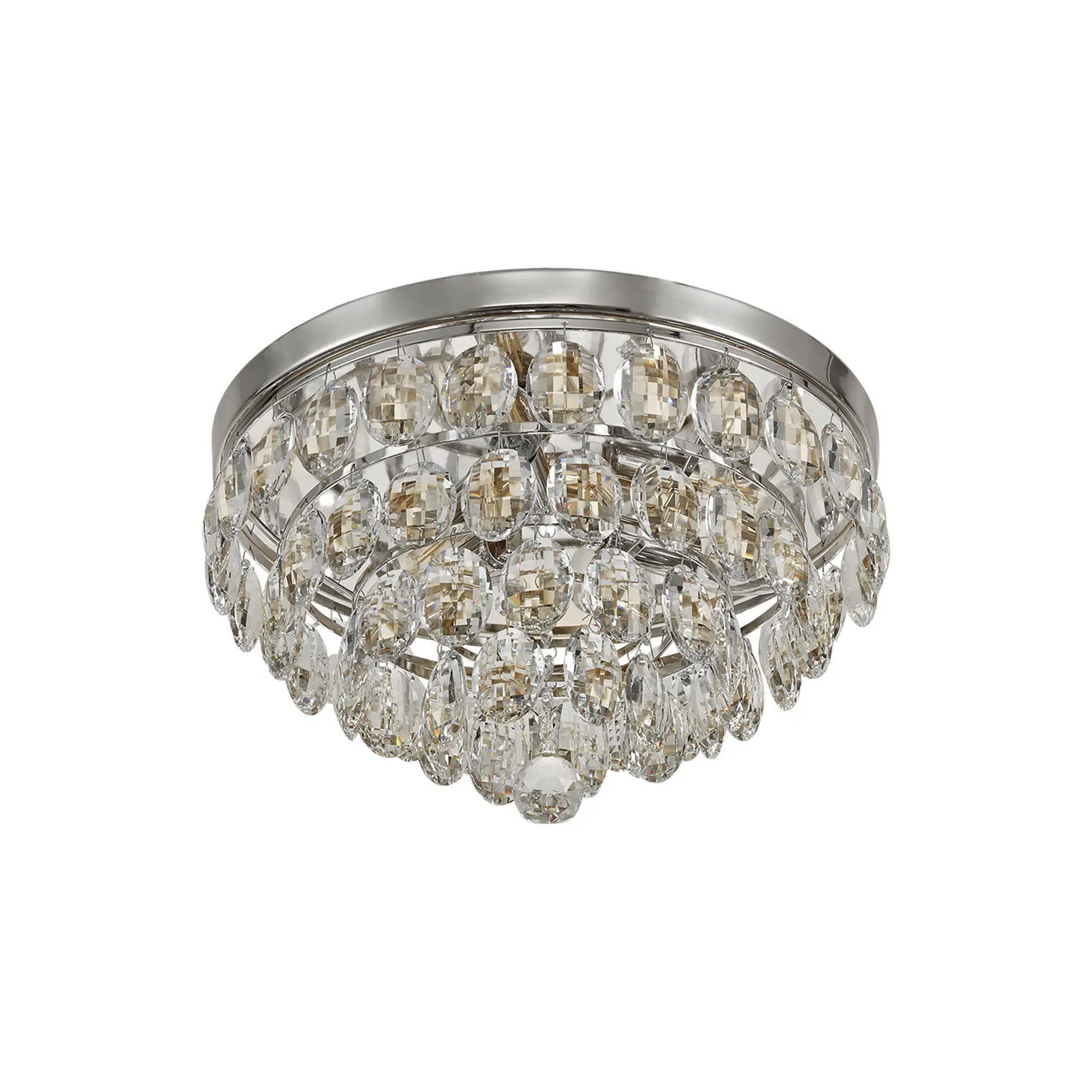 Lightologist Conifer 40cm Flush Ceiling, 3 Light E14, Polished Chrome/Crystal