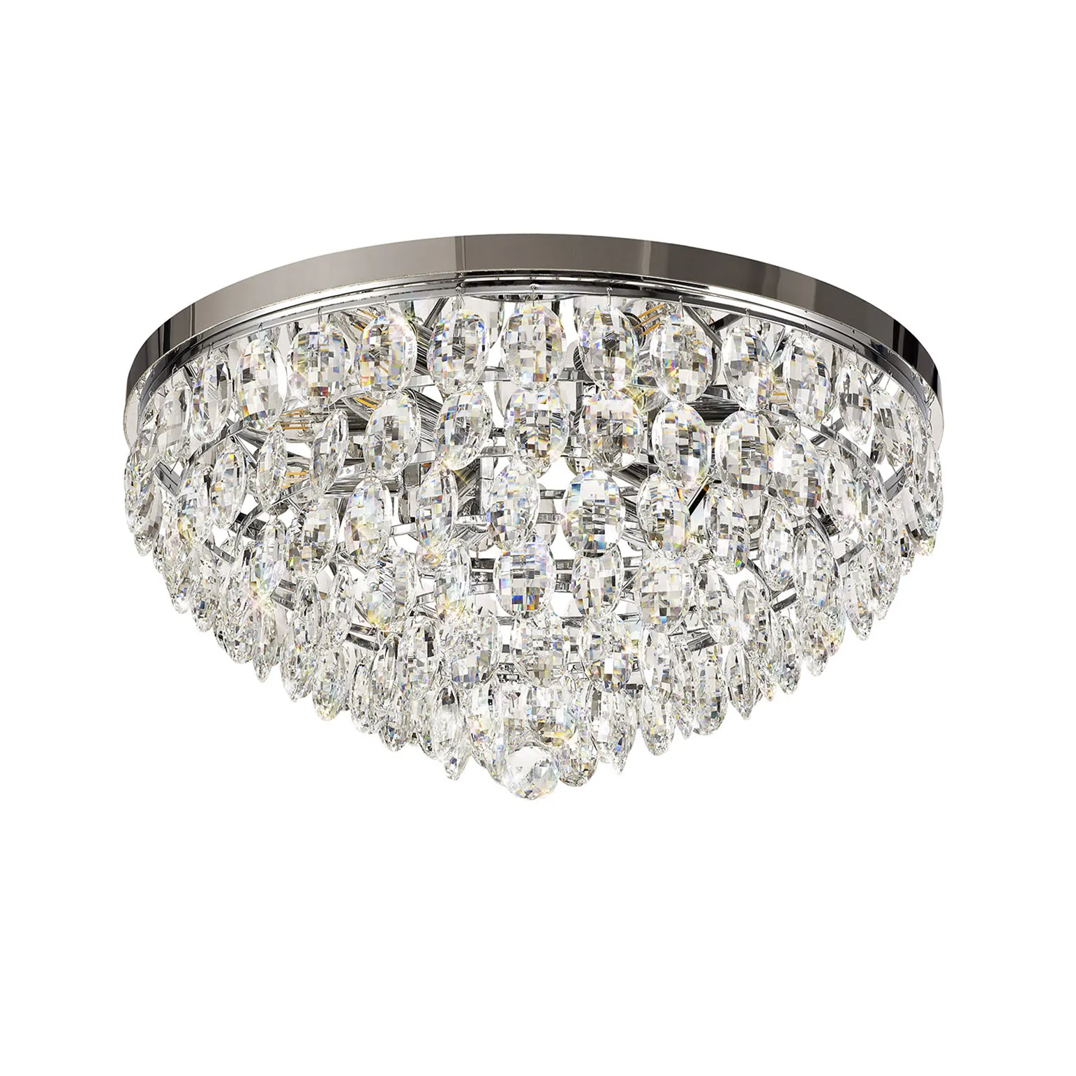 Lightologist Conifer 60cm Flush Ceiling, 6 Light E14, Polished Chrome/Crystal