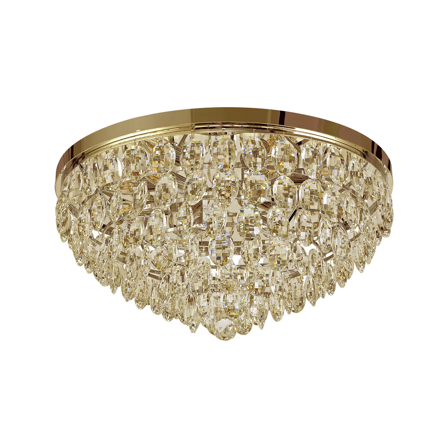 Lightologist Conifer 60cm Flush Ceiling, 6 Light E14, French Gold/Crystal