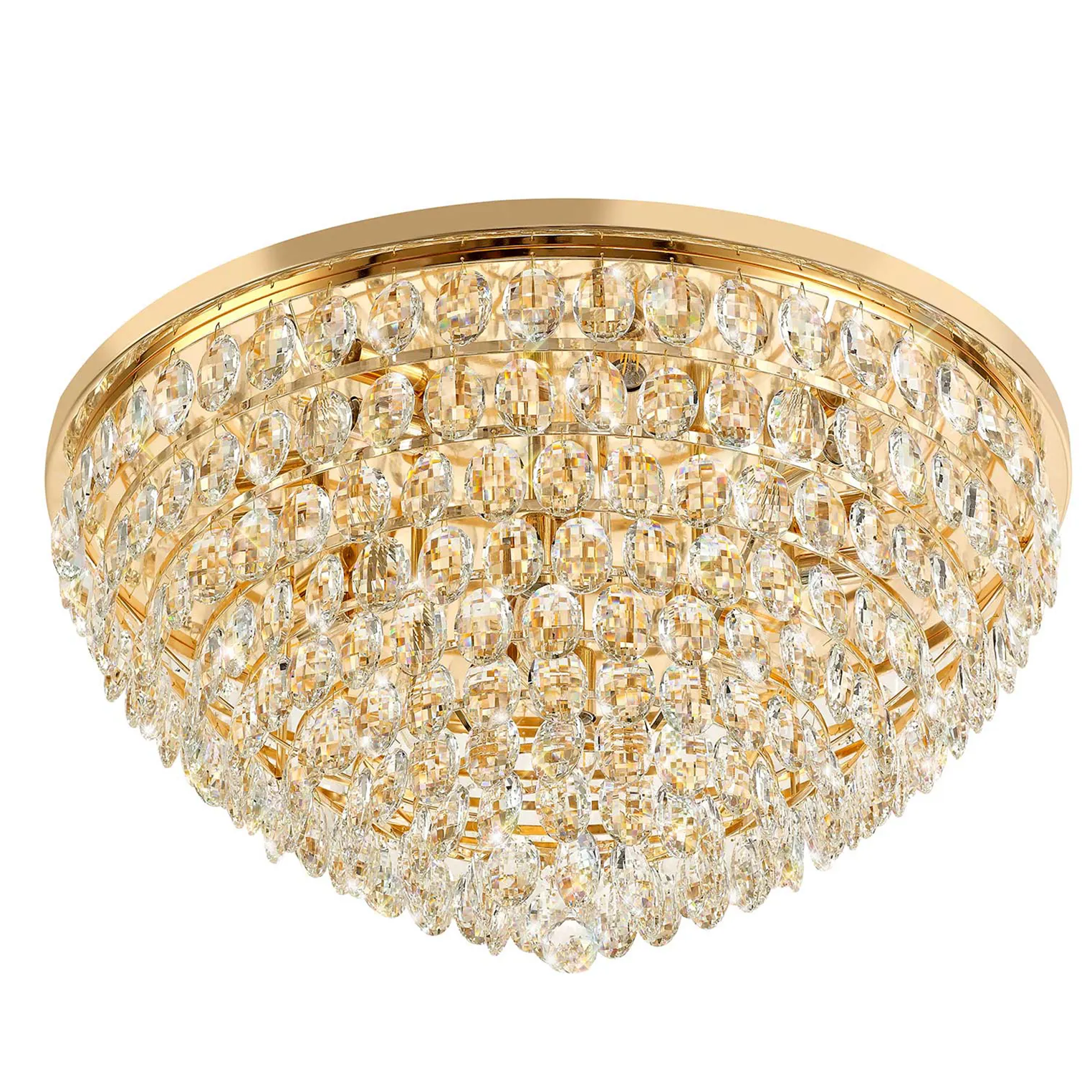 Lightologist Conifer 80cm Flush Ceiling, 12 Light E14, French Gold/Crystal