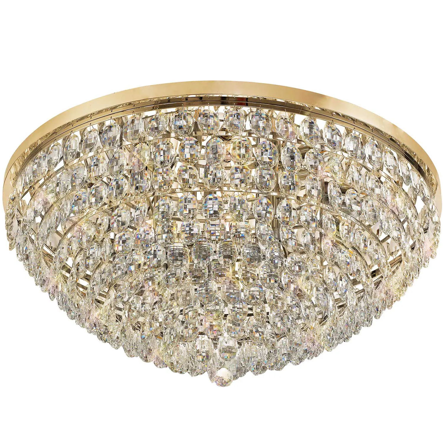 Lightologist Conifer 95cm Flush Ceiling, 15 Light E14, French Gold/Crystal