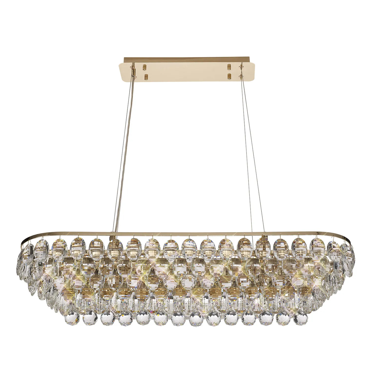 Lightologist Conifer Linear Pendant, 8 Light E14, French Gold/Crystal