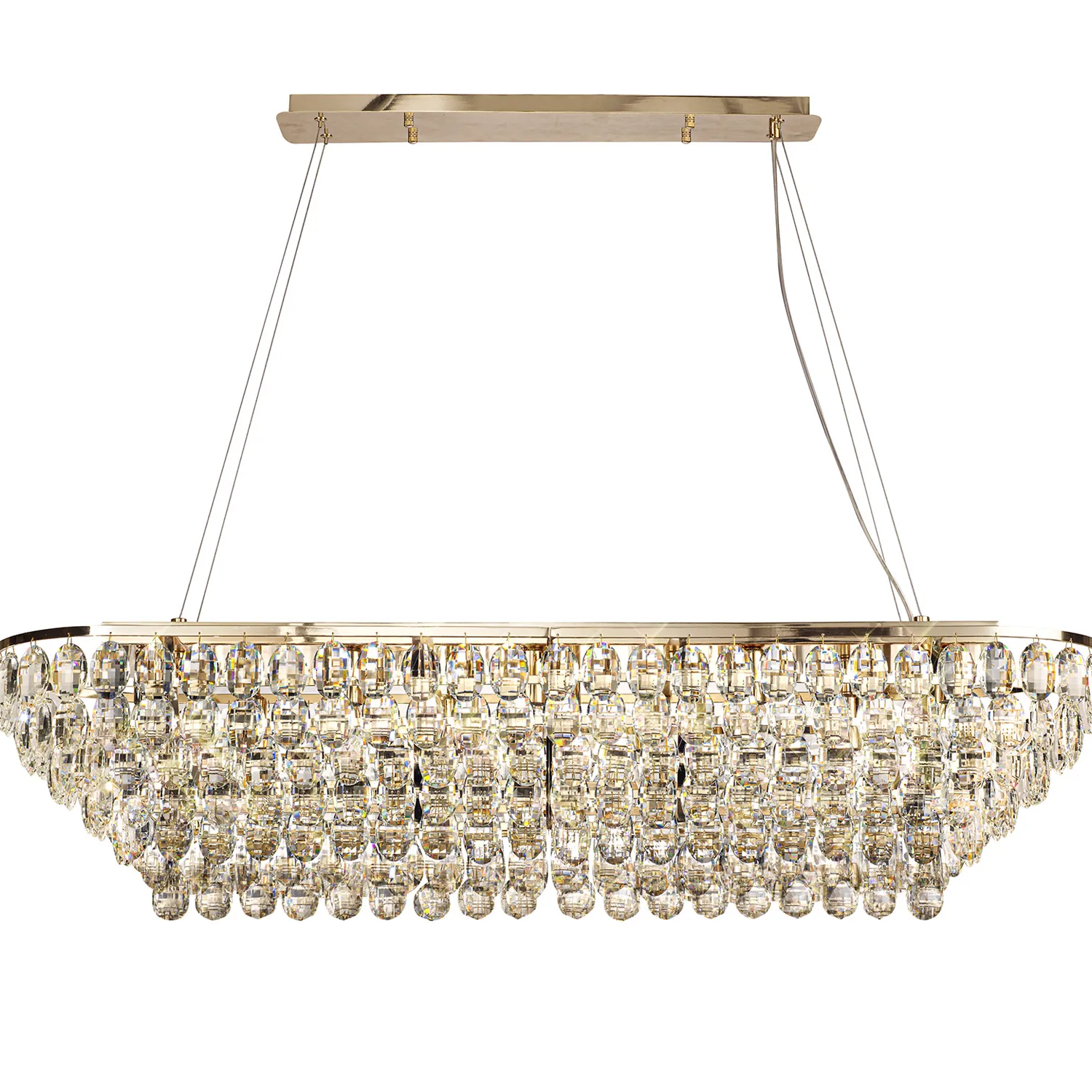 Lightologist Conifer Linear Pendant, 14 Light E14, French Gold/Crystal