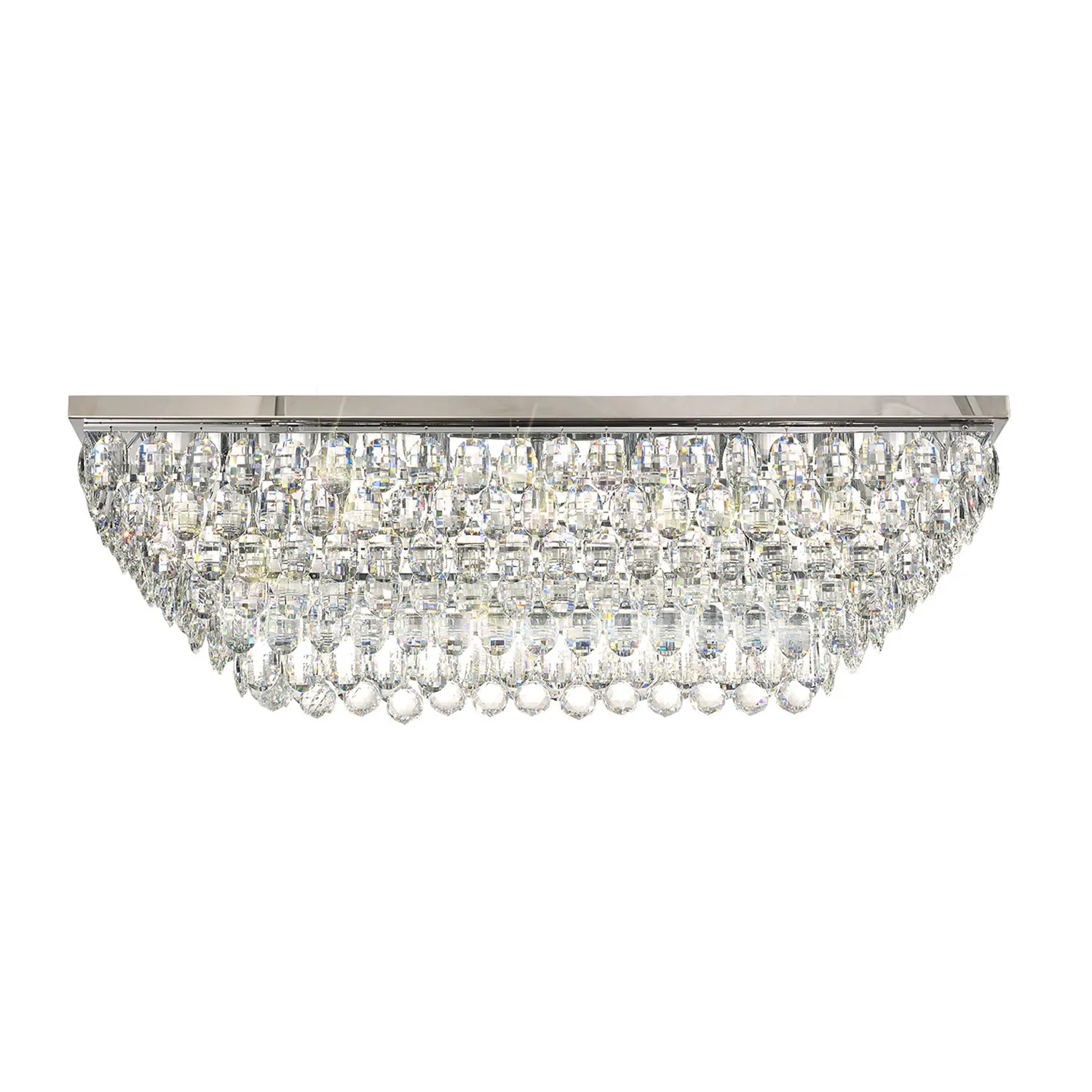 Lightologist Conifer Linear Flush Ceiling, 11 Light E14, Polished Chrome/Crystal