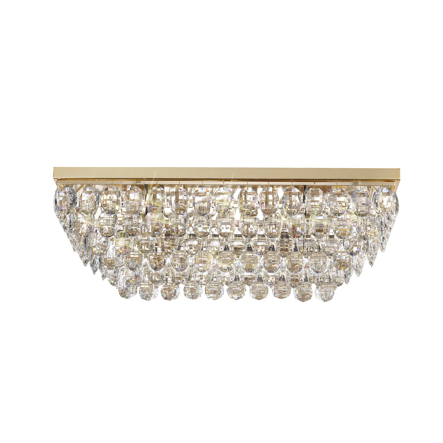 Lightologist Conifer Linear Flush Ceiling, 5 Light E14, French Gold/Crystal