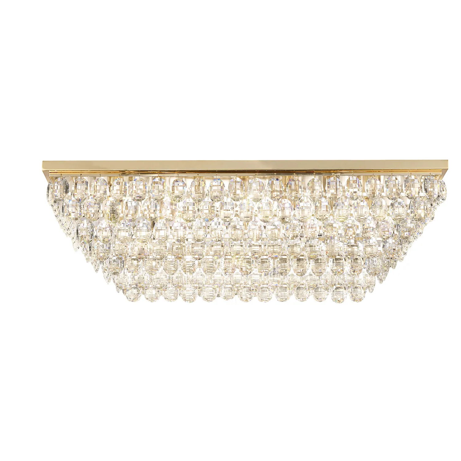 Lightologist Conifer Linear Flush Ceiling, 11 Light E14, French Gold/Crystal