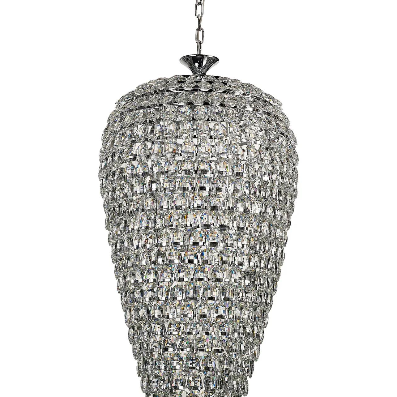 Lightologist Conifer 60cm Tall Acorn Pendant, 20 Light E14, Polished Chrome/Crystal