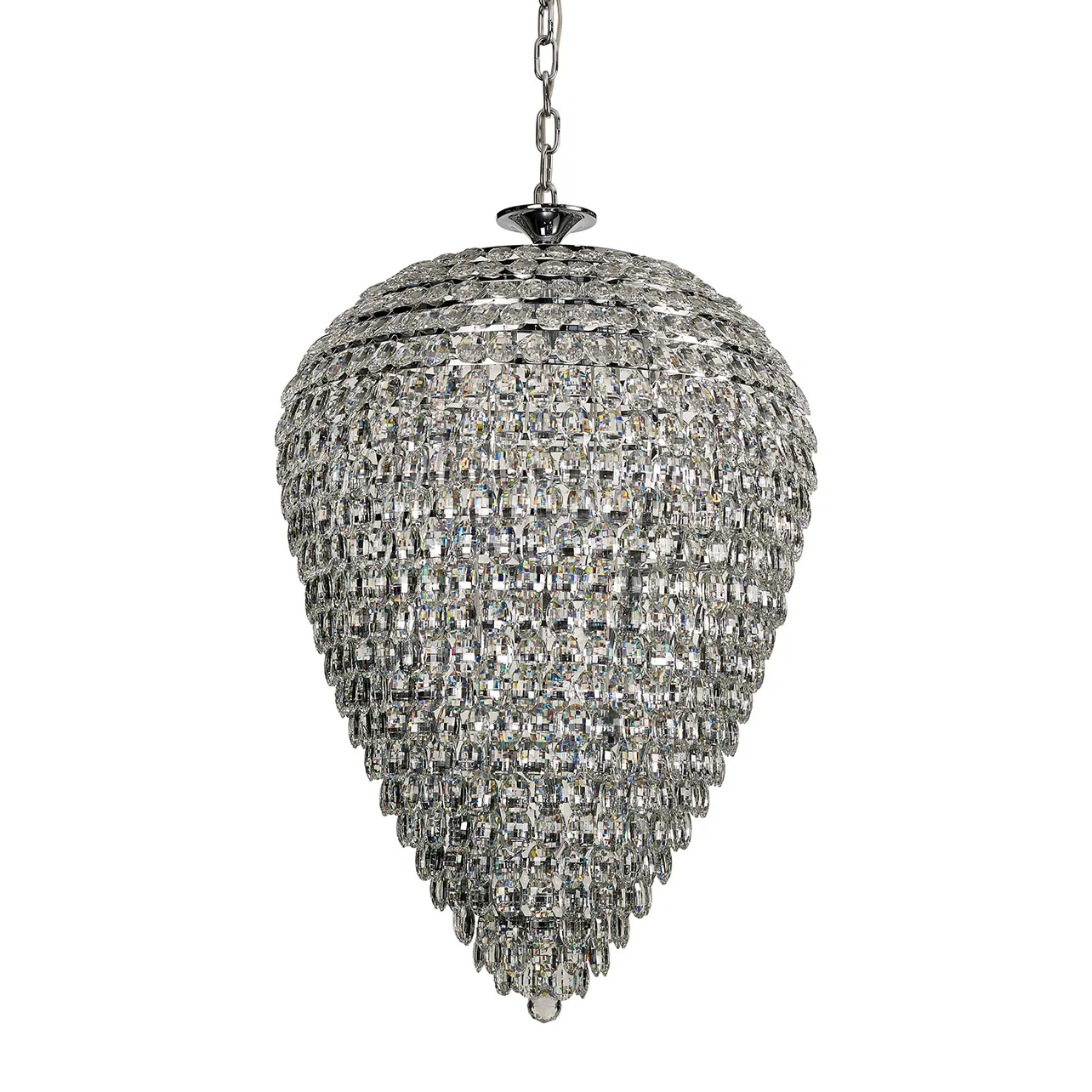 Lightologist Conifer 80cm Acorn Pendant, 25 Light E14, Polished Chrome/Crystal