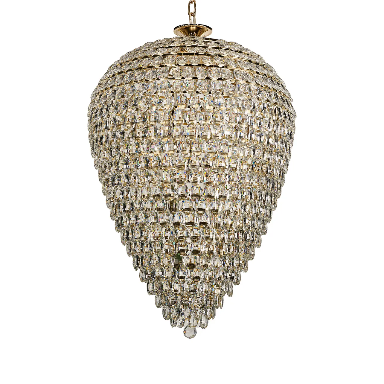 Lightologist Conifer 80cm Acorn Pendant, 25 Light E14, French Gold/Crystal