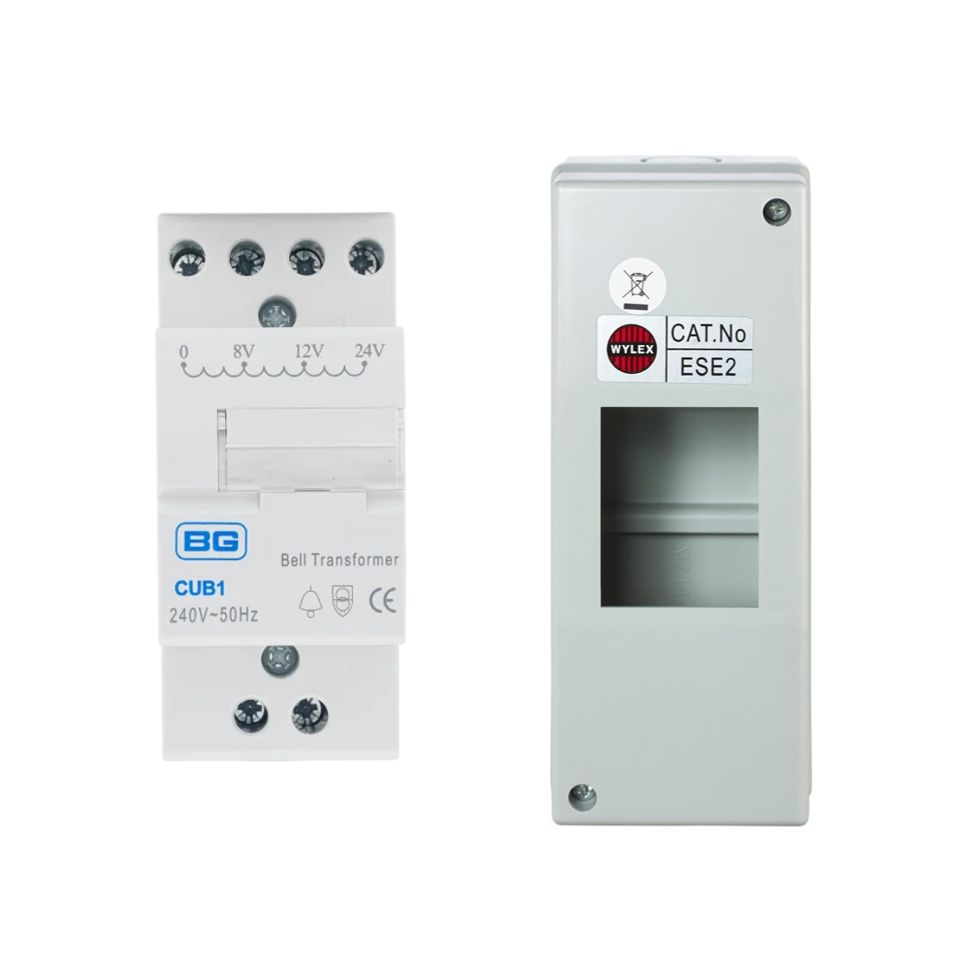 24V AC Ring Video Door bell power supply bundle with Wylex ESE2 enclosure & BG CUB1 TRANSFORMER