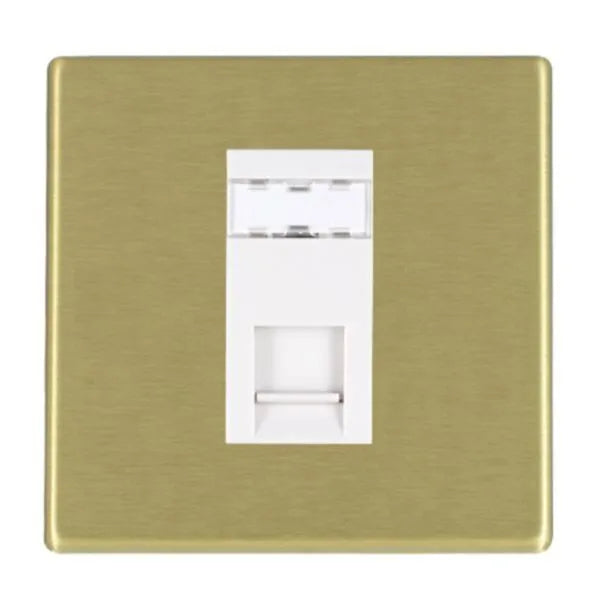Hamilton 7G22J45W Hartland G2 Satin Brass 1 Gang Unshielded Cat5e RJ45 Outlet - White Insert