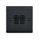 Saxby Raised Screwed 10AX 2G 2-Way Switch - Matt Black RS102BL