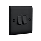 Saxby Raised Screwed 10AX 2G 2-Way Switch - Matt Black RS102BL