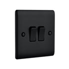 Saxby Raised Screwed 10AX 2G 2-Way Switch - Matt Black RS102BL